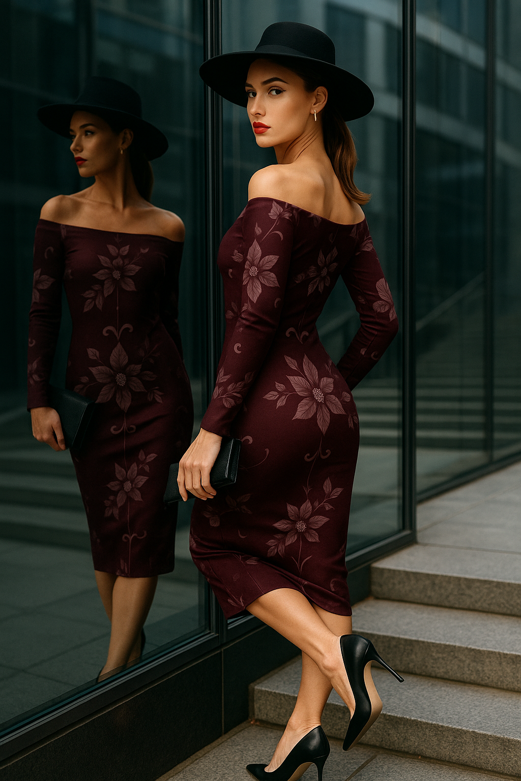 Long sleeve baroque wrap dress for women
