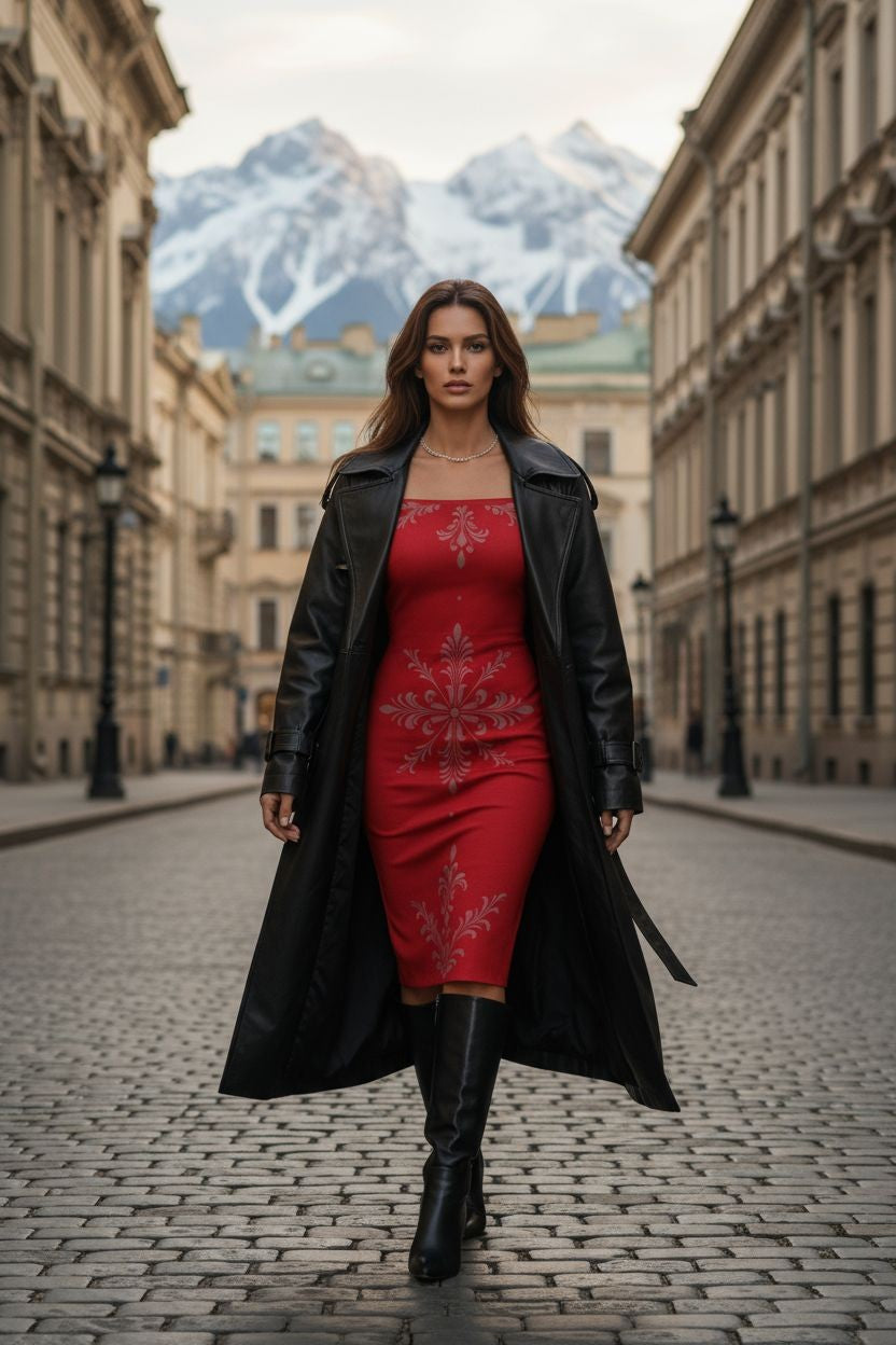 Luxury rose baroque fashion dress for quiet luxury style