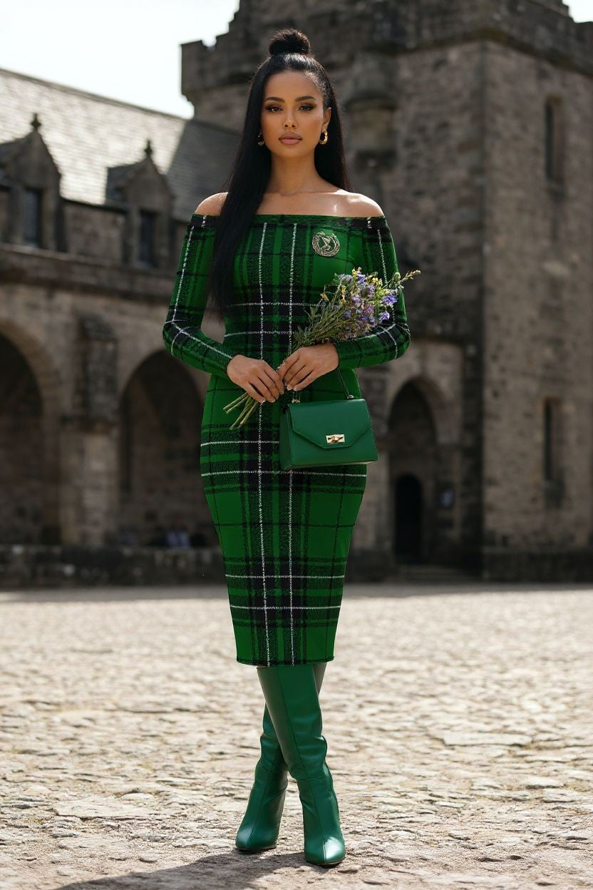 Banner image for MacLean Clan Tartan Dress collection, elegant Highland heritage fashion for women.