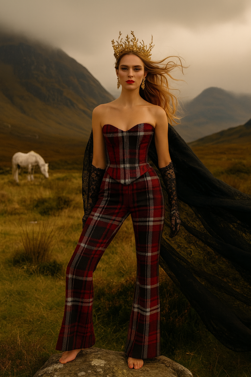 Old Money style tartan pants for women