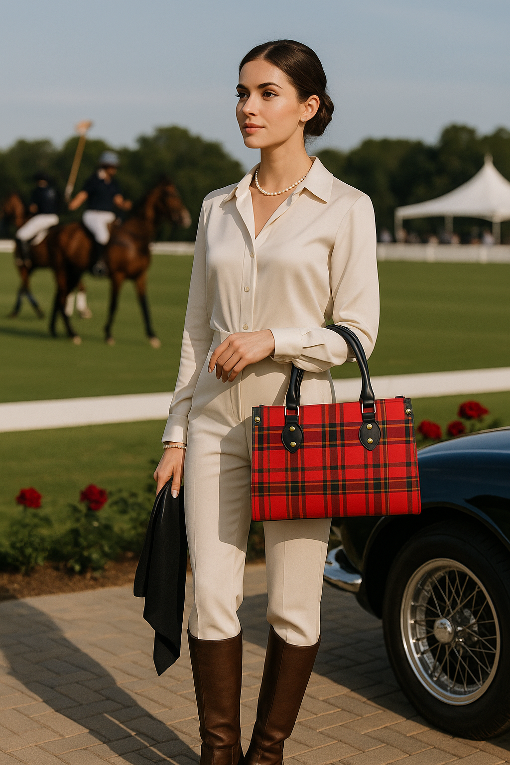 Scotland-inspired red tartan handbag, made to order