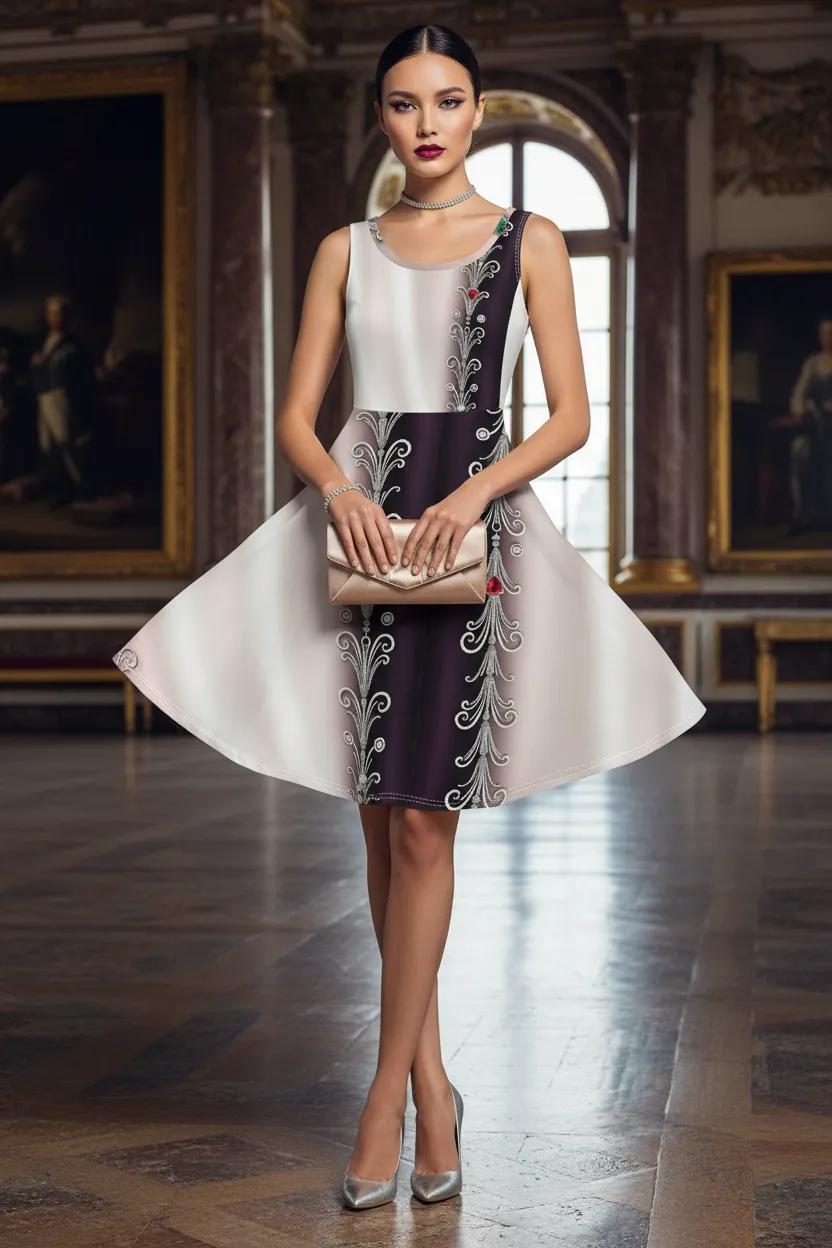 Angelic Blessing Co sleeveless dress a line dresses in black and white with floral embroidery and flared silhouette