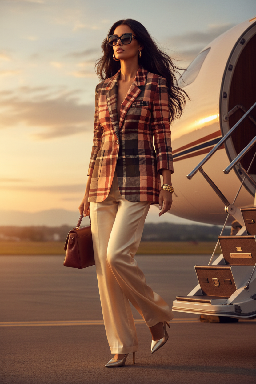 Blush Rose & Burgundy Cotton Blazer Elegant Evening Outfit Fashion