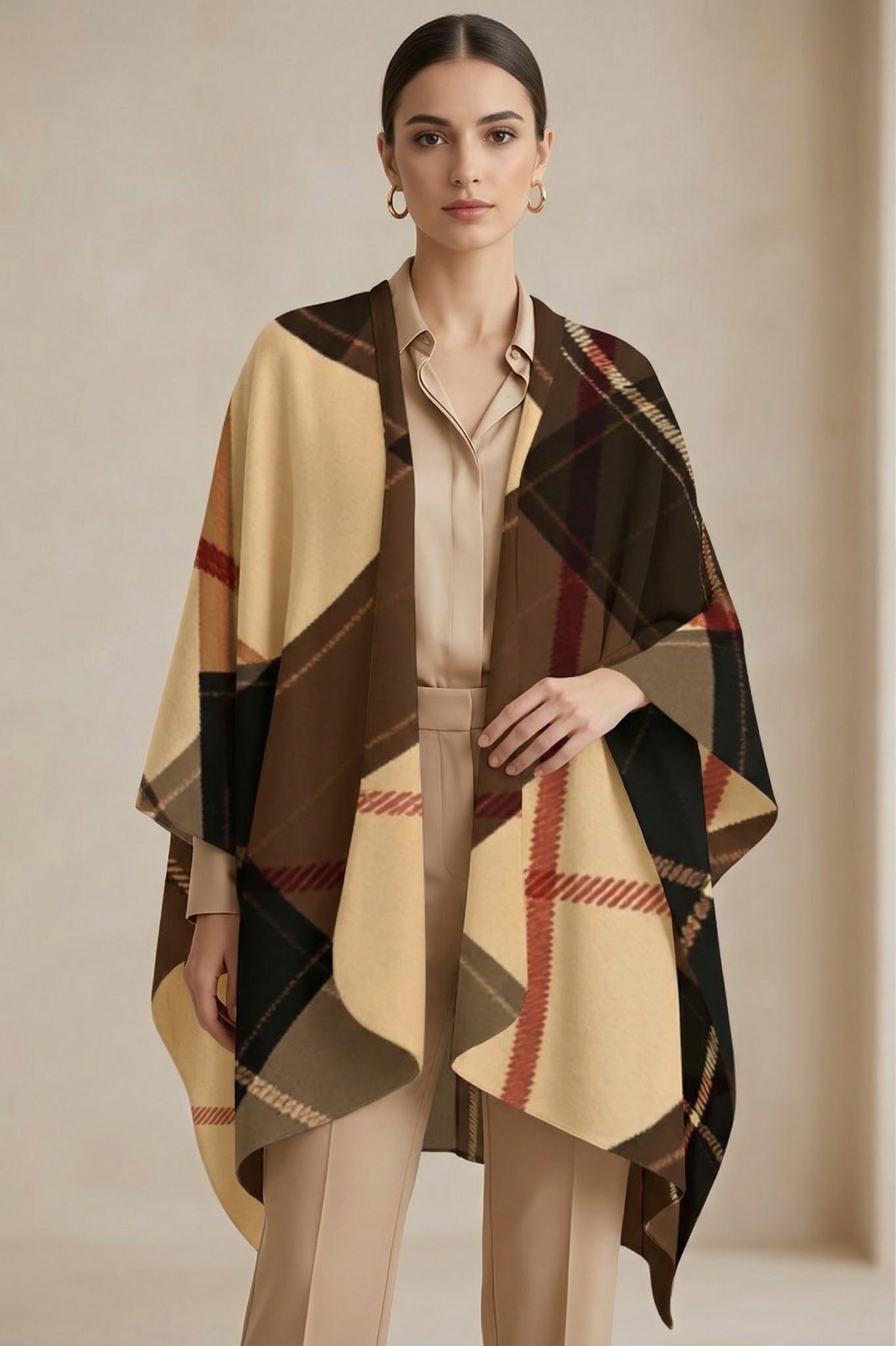 Tartan Shawl Elegant Outfit for Evening Wear Stylish Warm Accessory