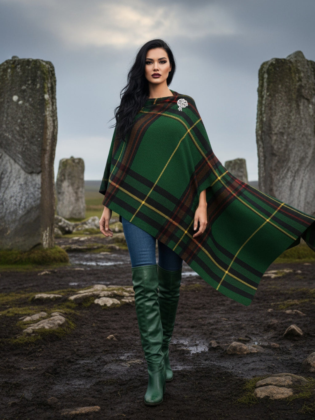 Cramond Tartan – All-Season Soft Touch Ruana Shawl | Lightweight Plaid Wrap | 155x134.5cm - Angelic Blessings
