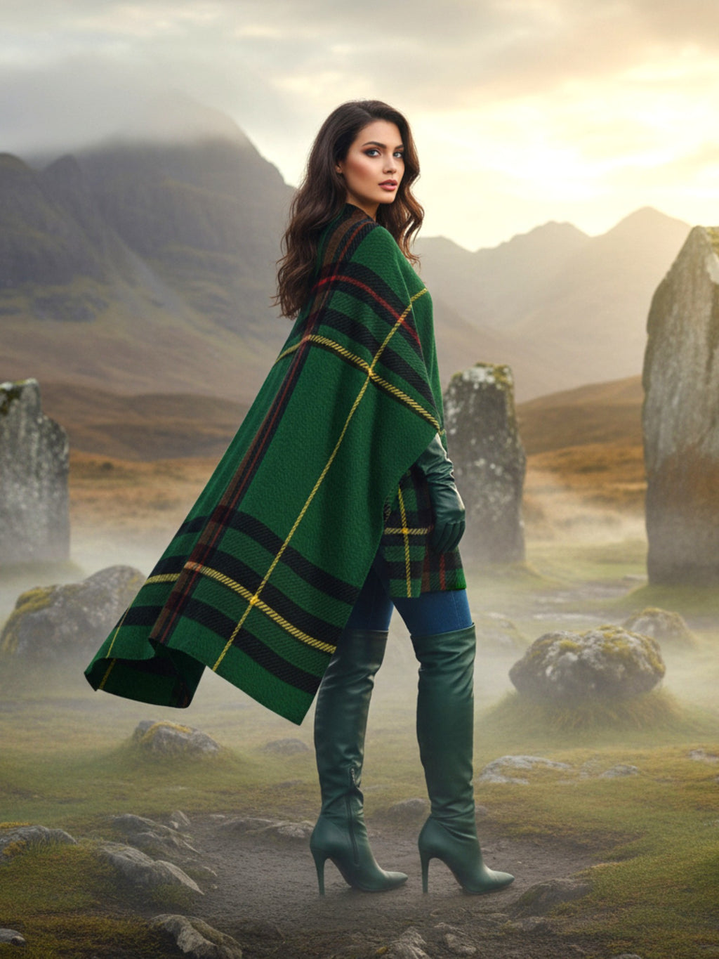 Cramond Tartan – All-Season Soft Touch Ruana Shawl | Lightweight Plaid Wrap | 155x134.5cm - Angelic Blessings