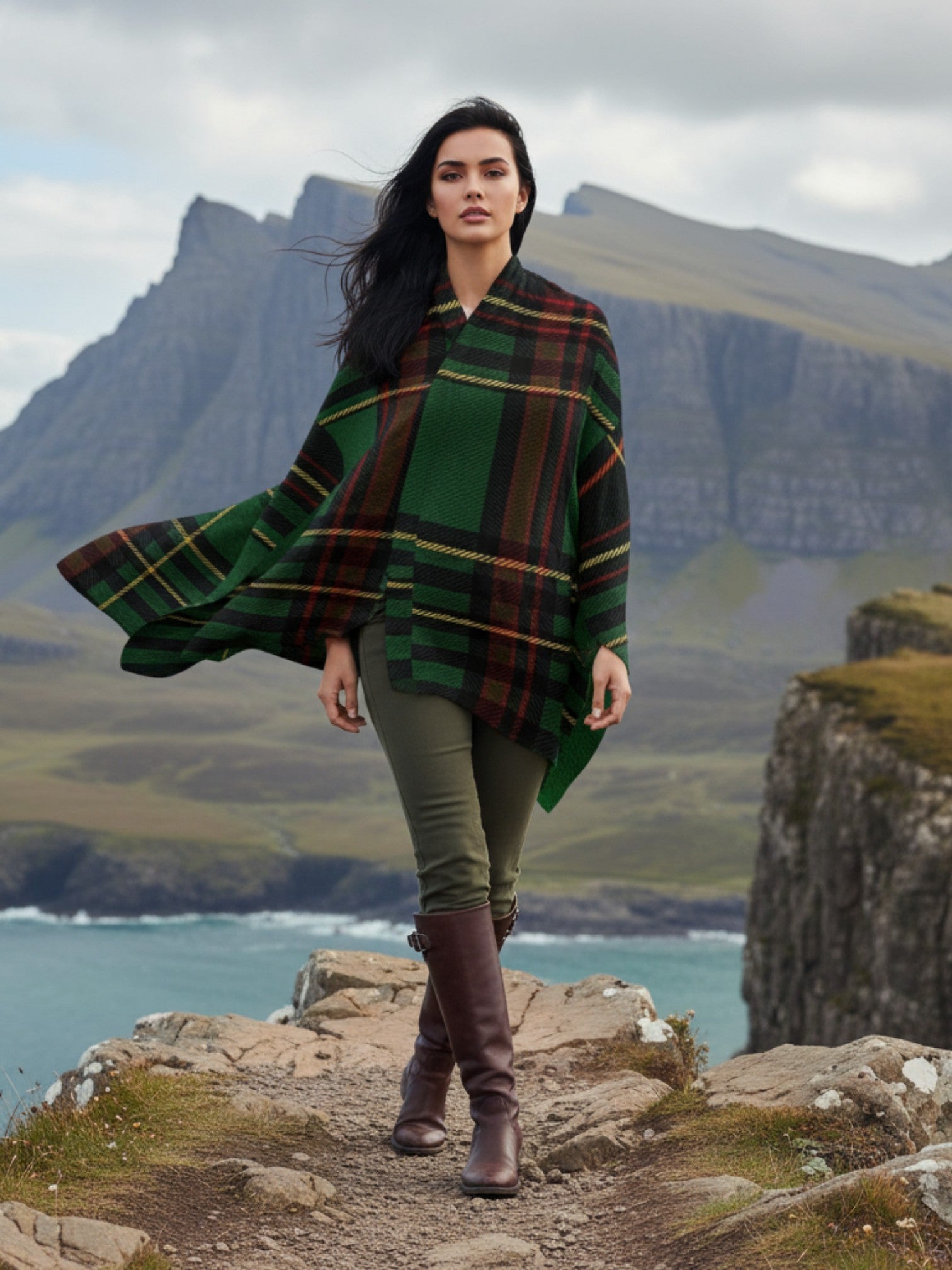 Cramond Tartan – All-Season Soft Touch Ruana Shawl | Lightweight Plaid Wrap | 155x134.5cm - Angelic Blessings