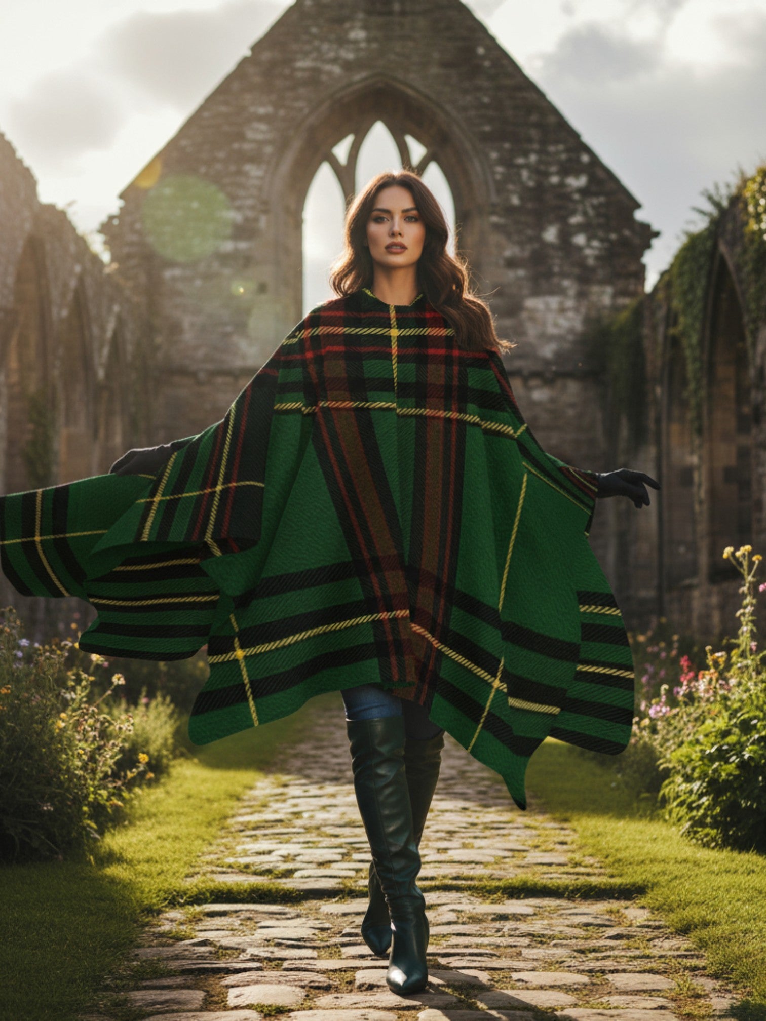 Cramond Tartan – All-Season Soft Touch Ruana Shawl | Lightweight Plaid Wrap | 155x134.5cm - Angelic Blessings