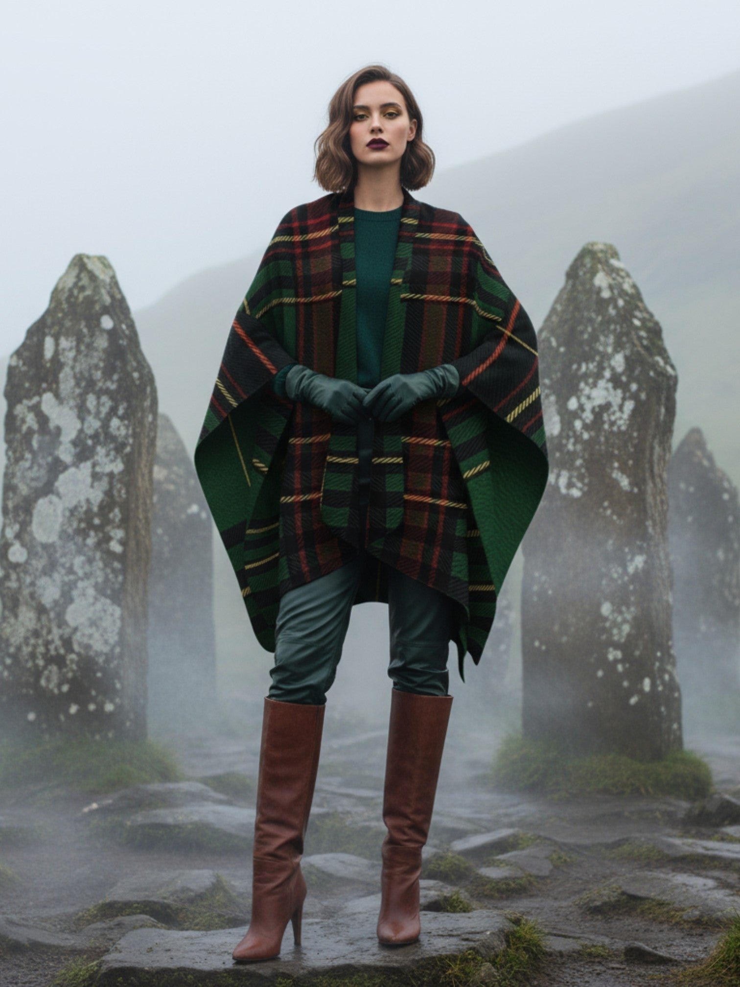 Cramond Tartan – All-Season Soft Touch Ruana Shawl | Lightweight Plaid Wrap | 155x134.5cm - Angelic Blessings