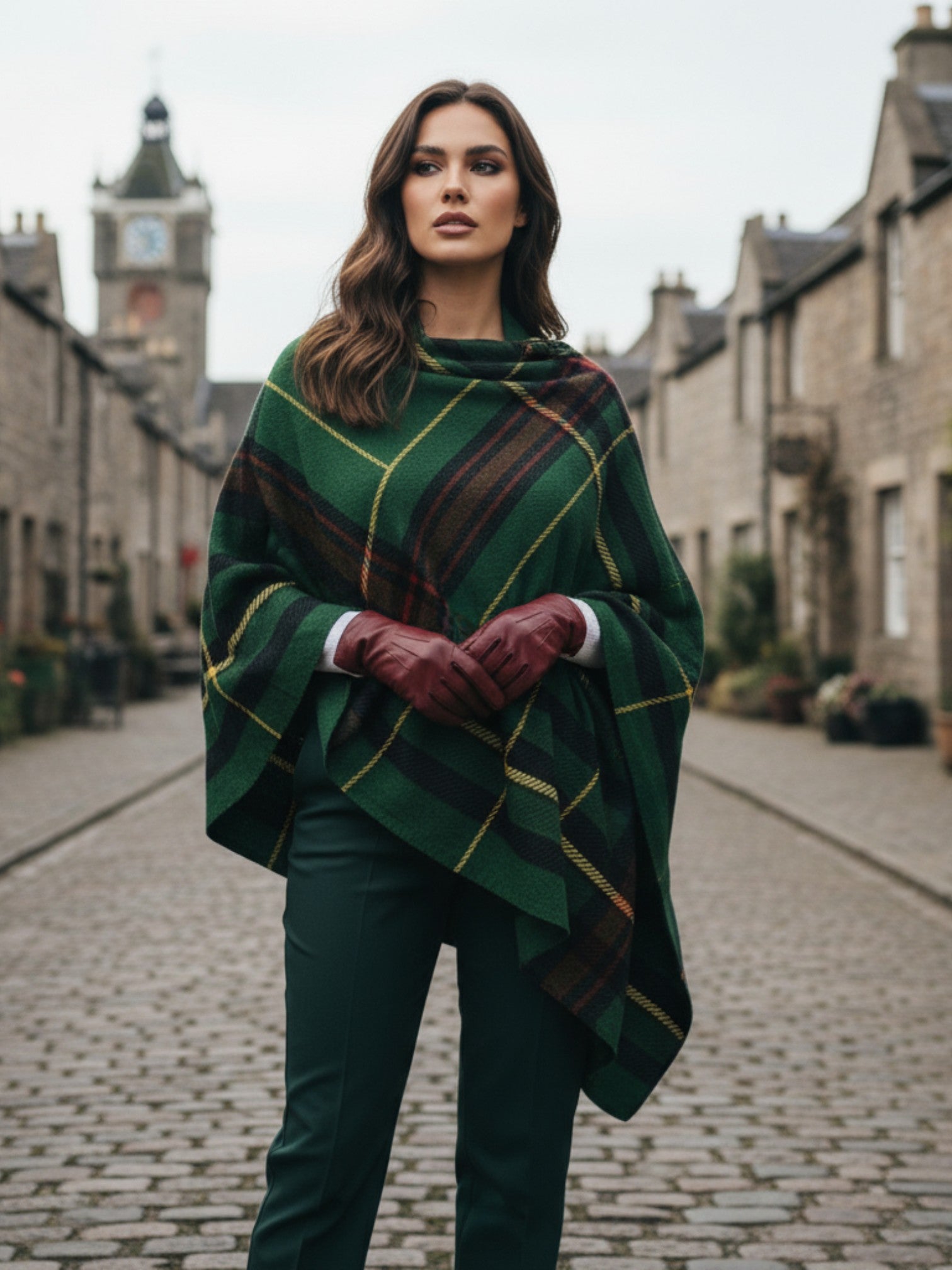 Cramond Tartan – All-Season Soft Touch Ruana Shawl | Lightweight Plaid Wrap | 155x134.5cm - Angelic Blessings