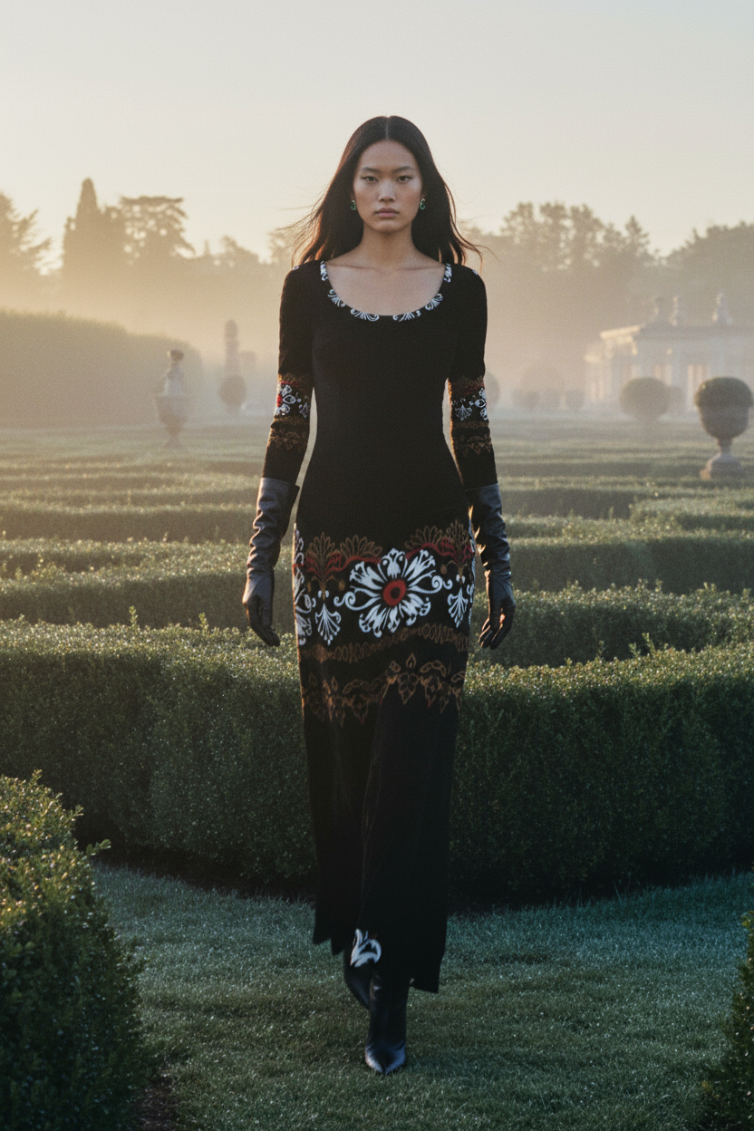 Dark Grey Floral Women’s Velvet Shine Maxi Dress – Long Sleeve Elegant Evening Gown XS-6XL worn outdoors by model