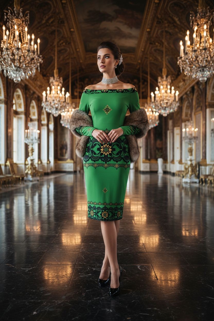 Emerald Braemar Women’s Off-The-Shoulder Long Sleeve Midi Bodycon Dress (XS–6XL) - Angelic Blessings