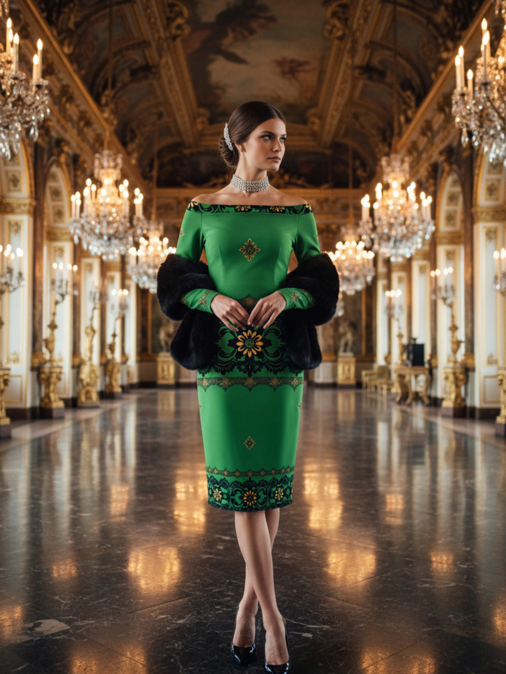 Emerald Braemar Women’s Off-The-Shoulder Long Sleeve Midi Bodycon Dress (XS–6XL) - Angelic Blessings