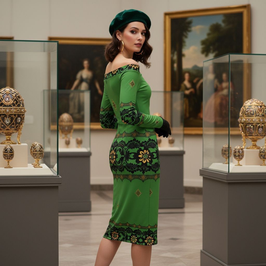 Emerald Braemar Women’s Off-The-Shoulder Long Sleeve Midi Bodycon Dress XS-6XL by Angelic Blessings Shop worn by model