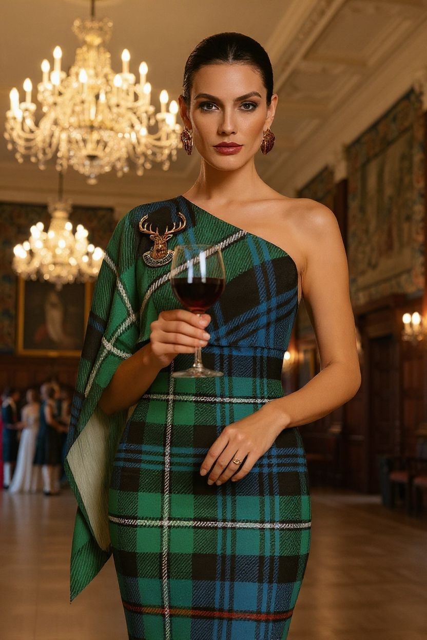 Green and red tartan bodycon dress in MacKenzie pattern