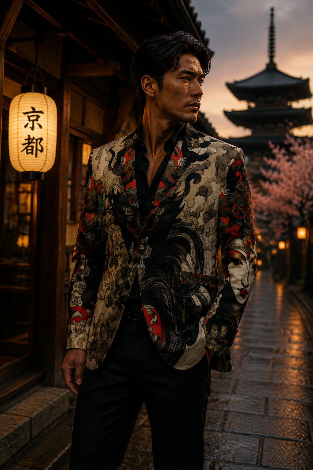 Imperial Oni Ink Art Blazer Clothing Mens Elegant Evening Outfit With Artistic Tailoring