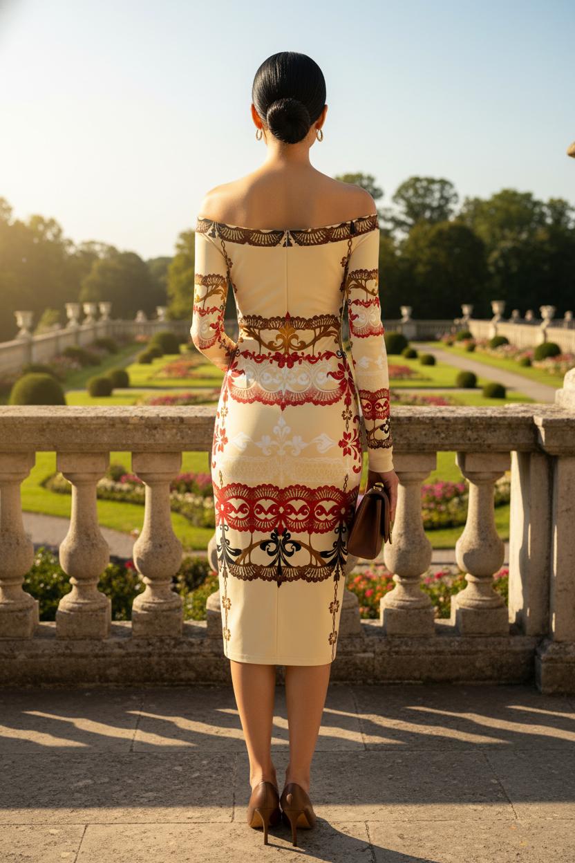 Elegant ivory wrap midi dress for women with smooth bodycon fit and lace detailing