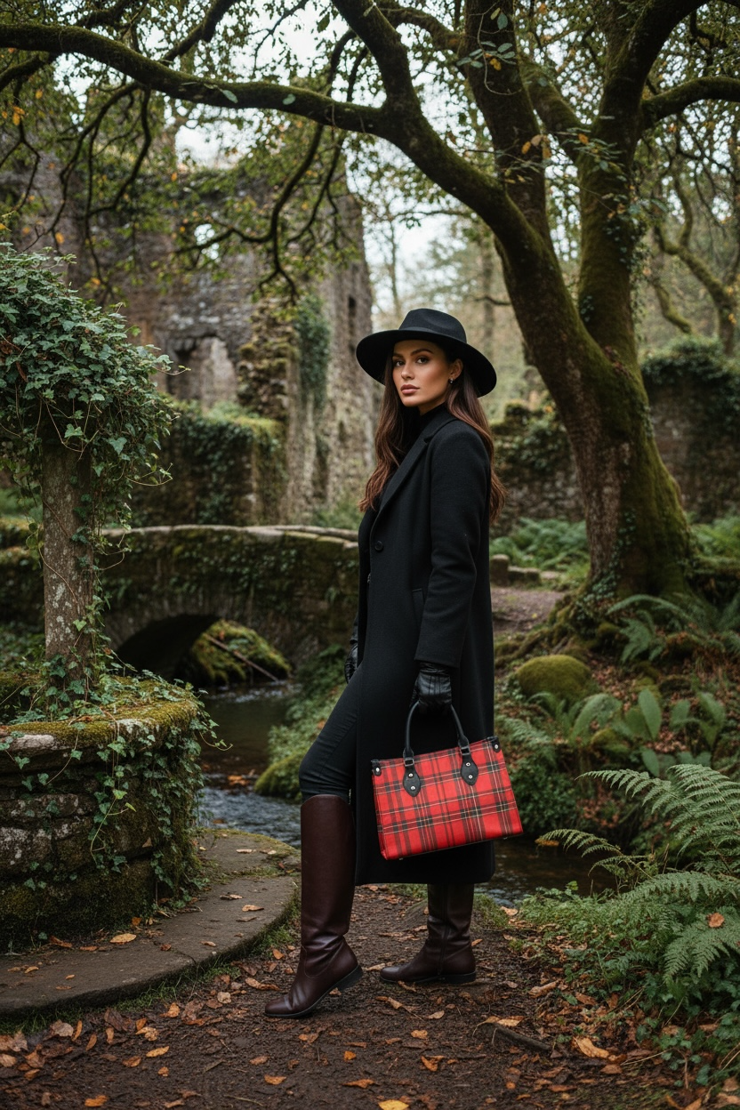 Scottish heritage tartan women’s handbag in red plaid