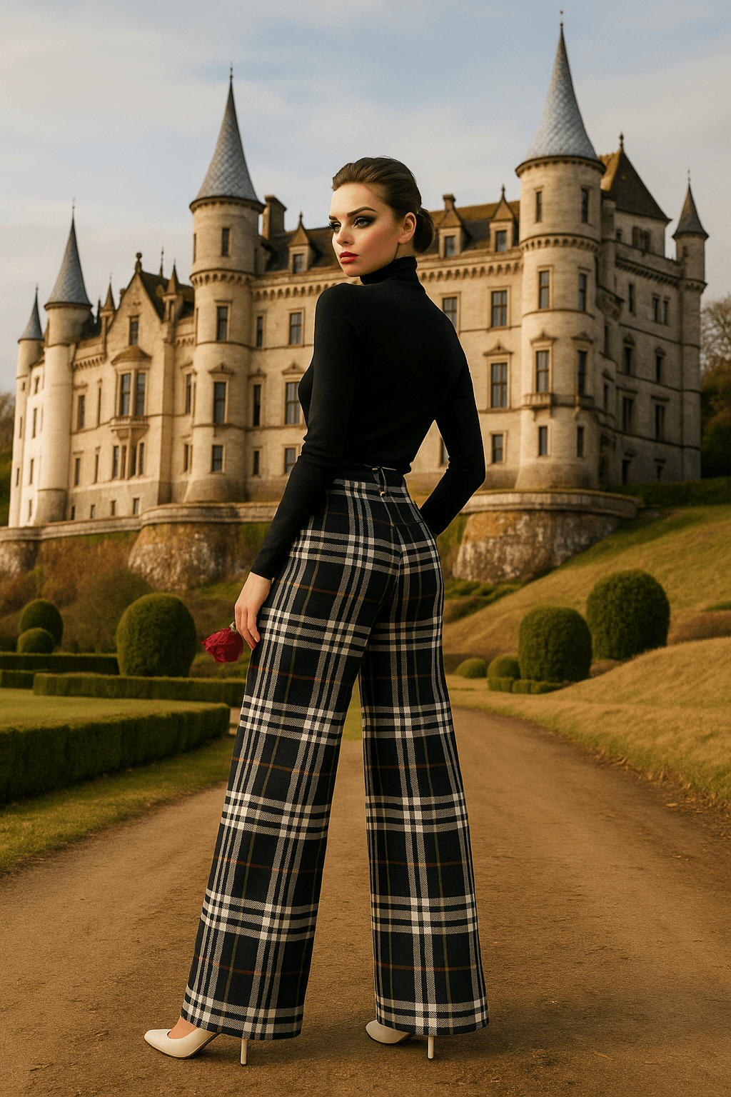 Glamis Plaid High Waisted Trousers by Angelic Blessings Shop